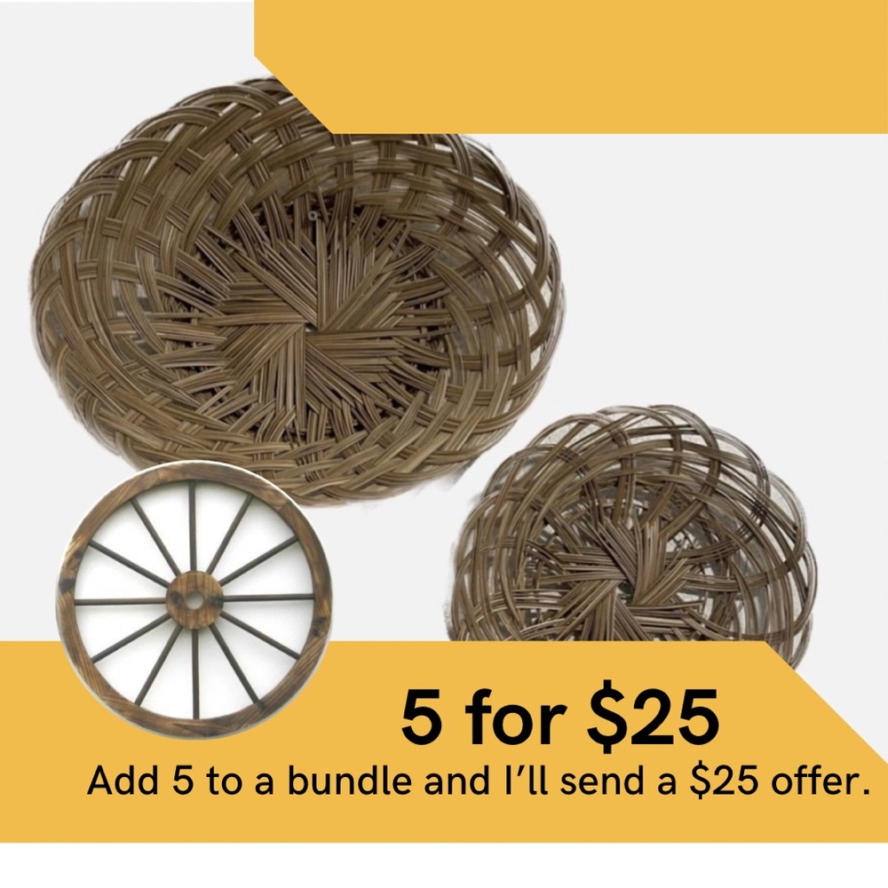 2 wicker wall baskets.